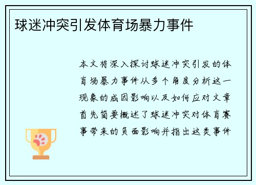 球迷冲突引发体育场暴力事件